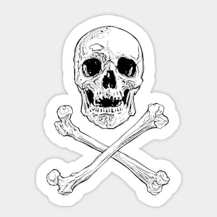 Skull and Bones - Jolly Roger, Skeleton, Anatomy, Pirates, Halloween Sticker